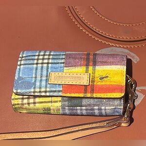 DOONEY & BOURKE Madras Picnic Ants Plaid Small Wristlet Wallet Card Holder Case